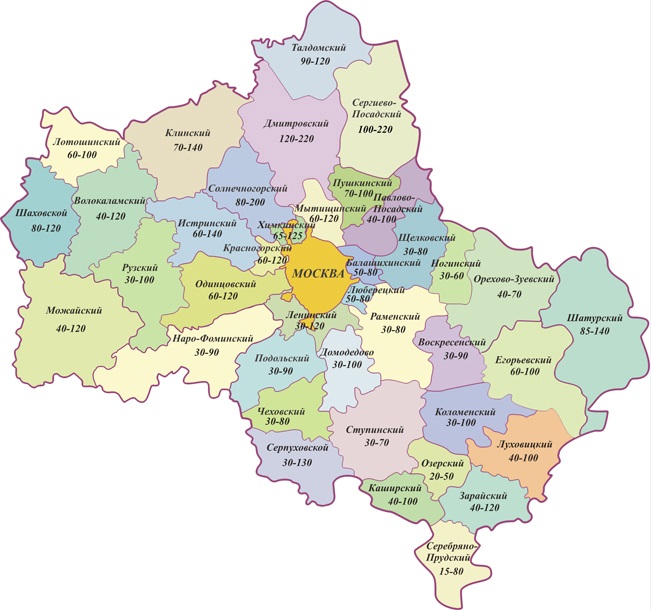 Карта глубин Московской области